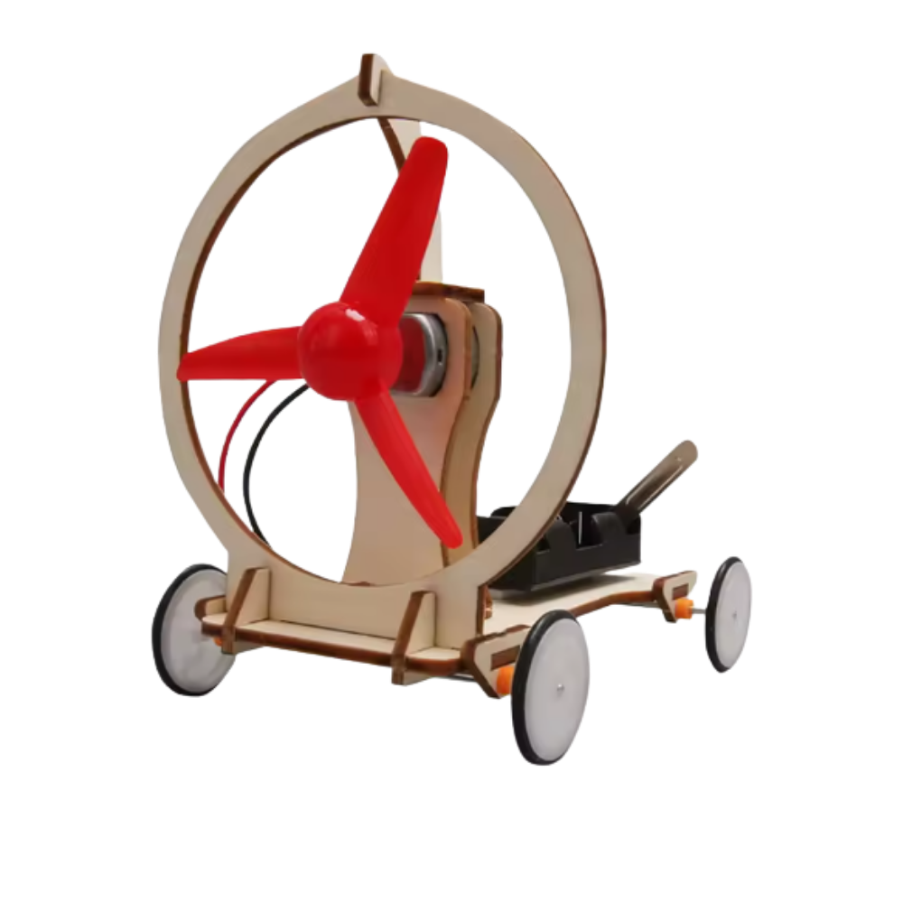 Jouet d'apprentissage construction en bois à assembler -Voiture éolienne - Ozerty