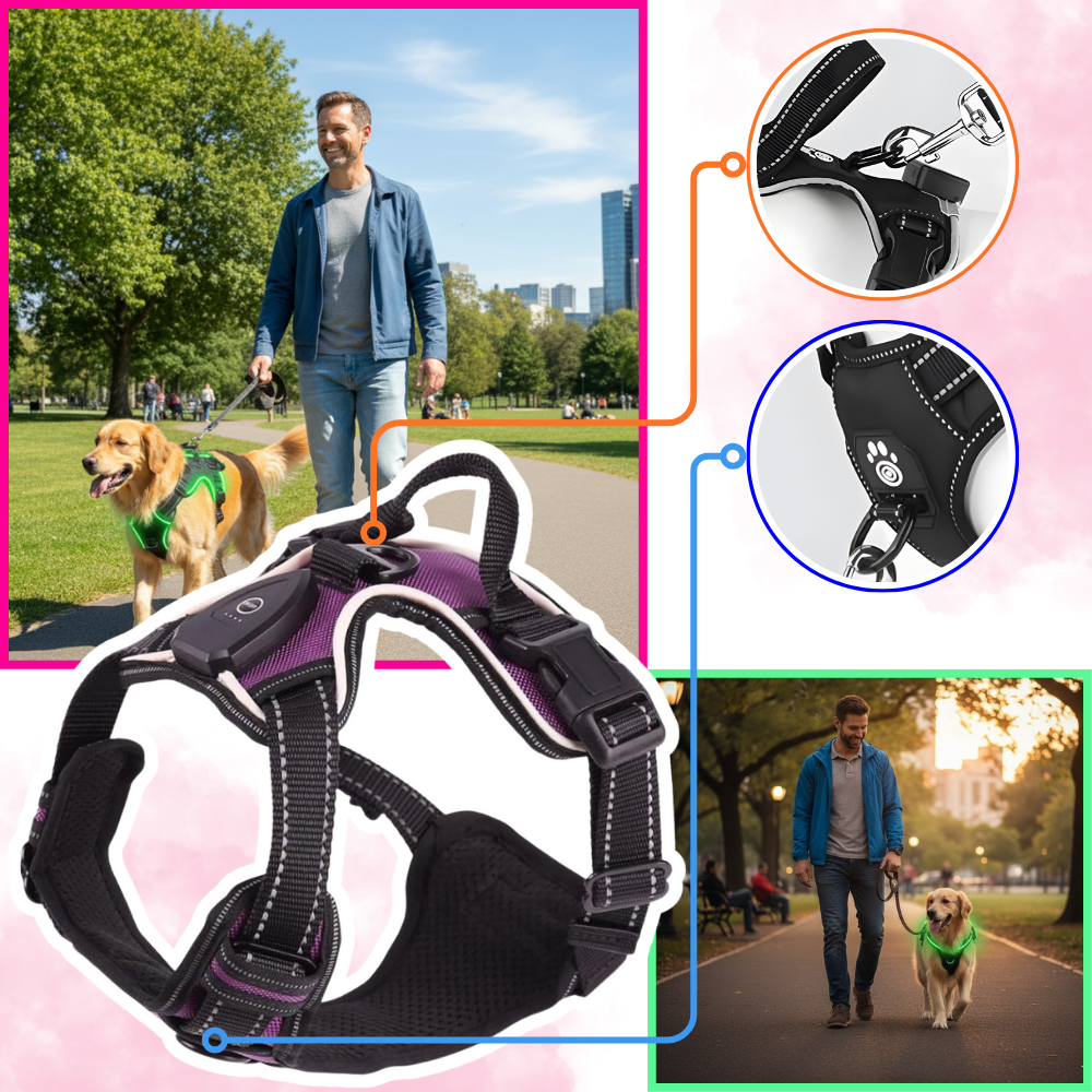 Harnais pour chien avec lumière LED clignotante - Ozerty