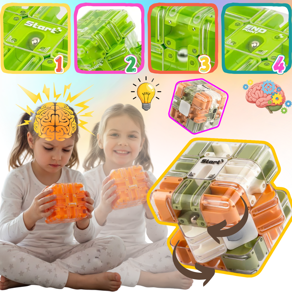 Cube labyrinthe Brain Builder puzzle 3D à bille - Ozerty