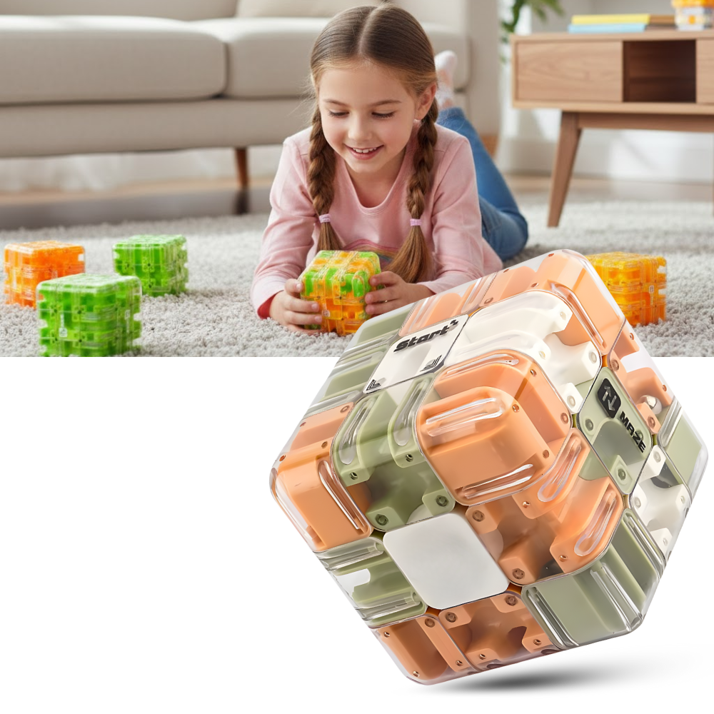 Cube labyrinthe Brain Builder puzzle 3D à bille - Ozerty