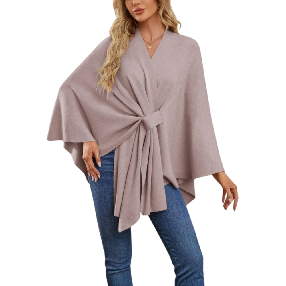 Veste poncho tricoté chic pour femme -Lilas clair - Ozerty