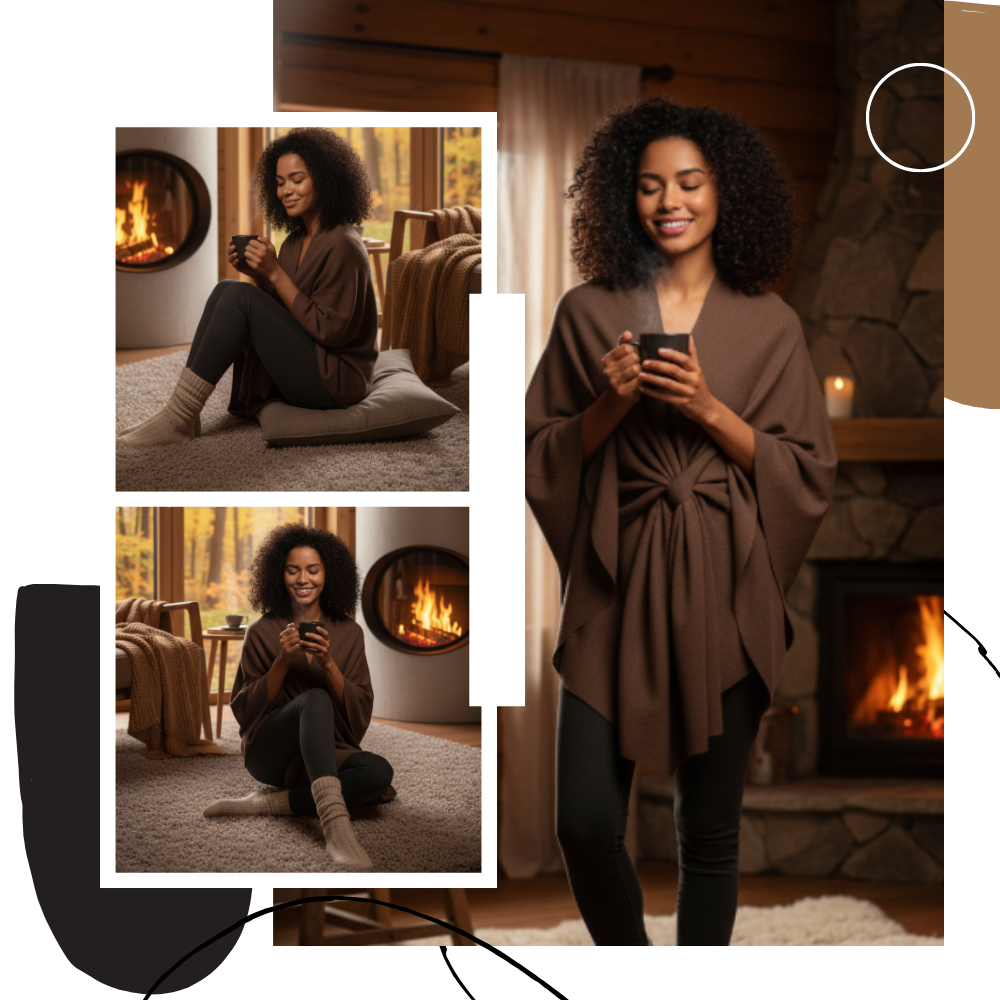 Veste poncho tricoté chic pour femme - Ozerty