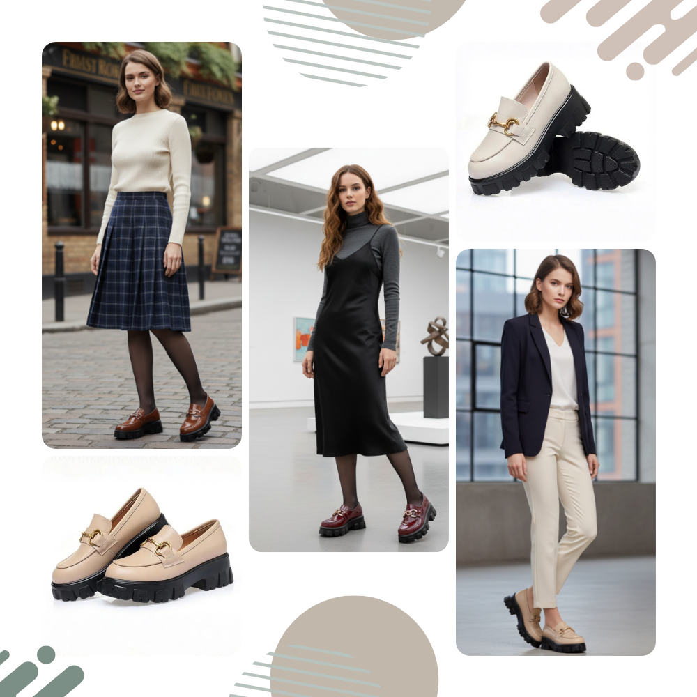 Mocassins en cuir élégants à semelles épaisses - Ozerty