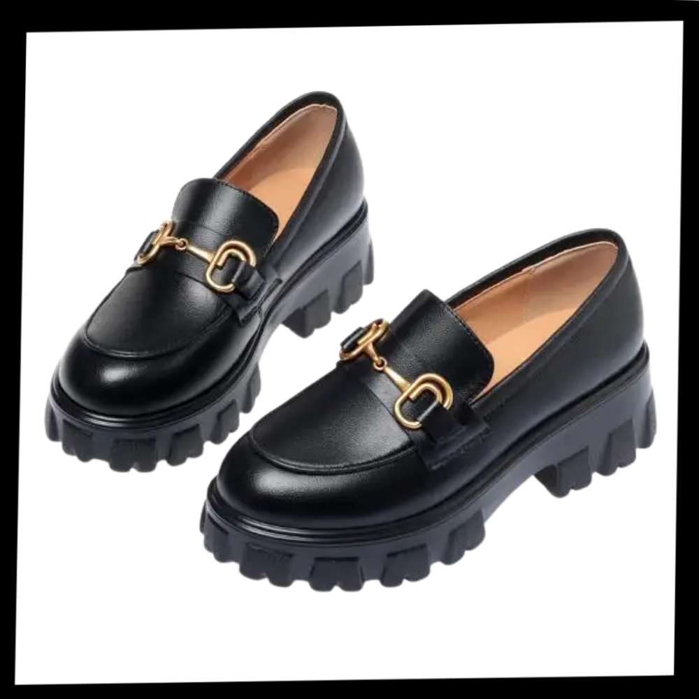 Mocassins en cuir élégants à semelles épaisses - Ozerty