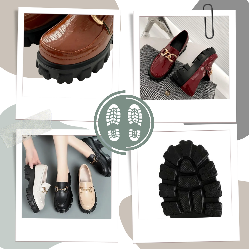 Mocassins en cuir élégants à semelles épaisses - Ozerty