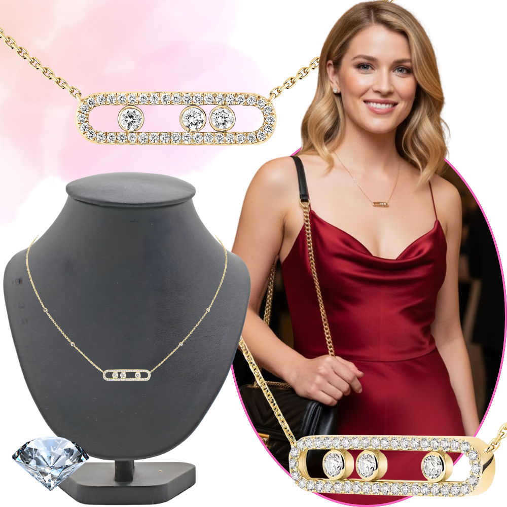 Collier intemporel à trois pierres mobiles - Ozerty