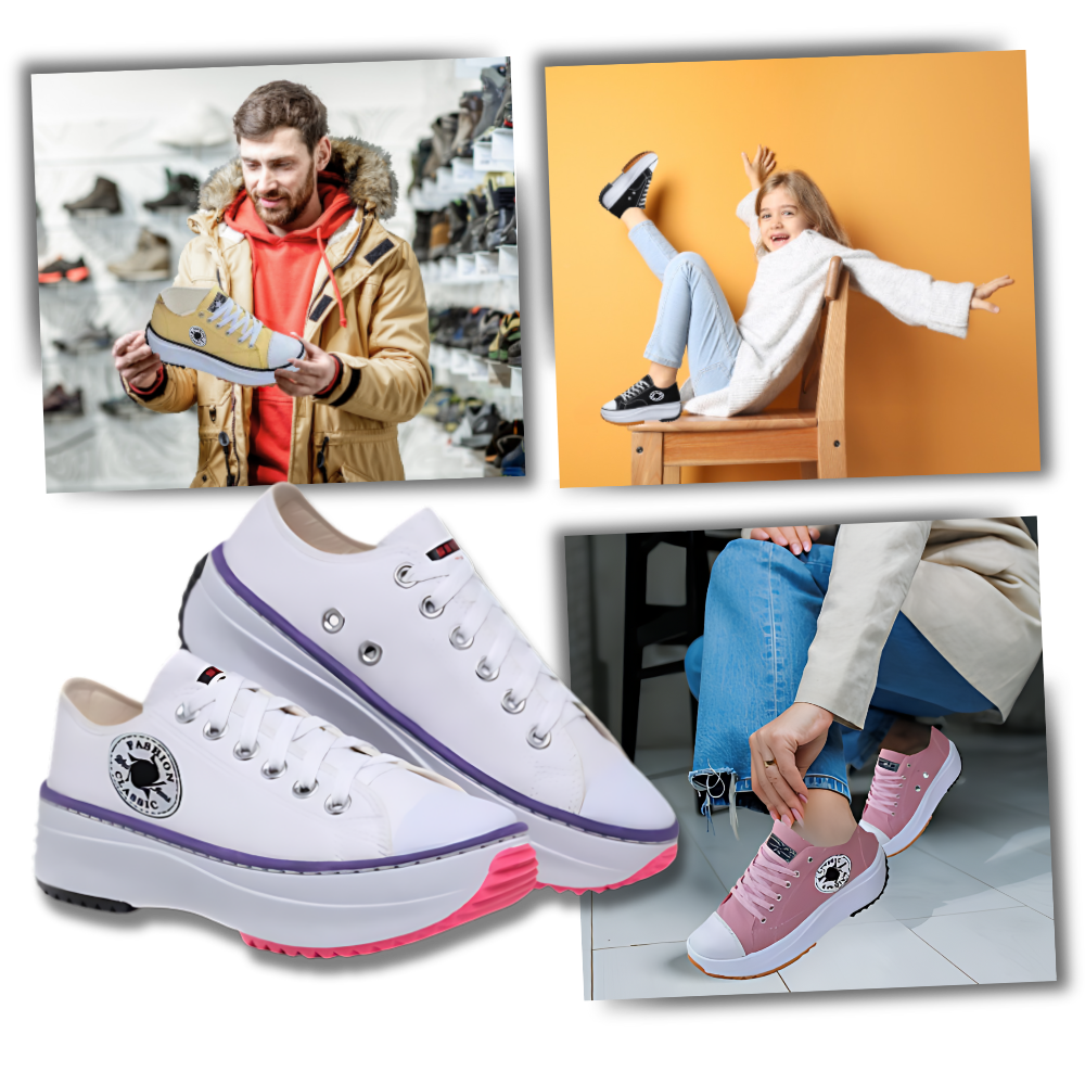 Sneakers anti-dérapantes en toile confortablement surélevées
- Ozerty