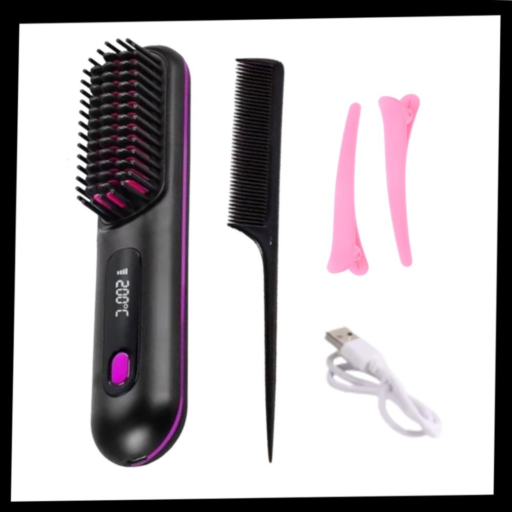 Brosse chauffante lissante sans fil - Ozerty