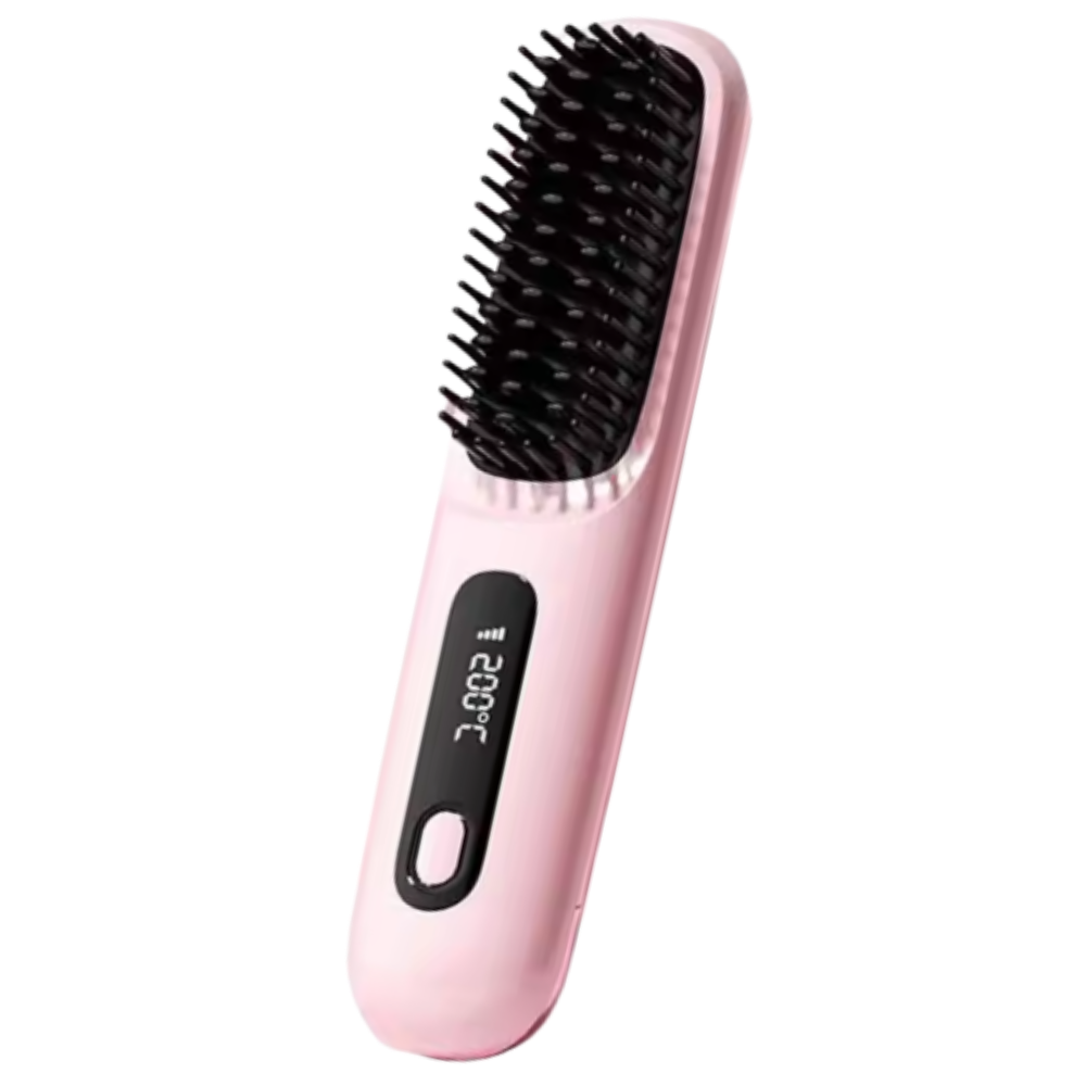 Brosse chauffante lissante sans fil -Rose - Ozerty