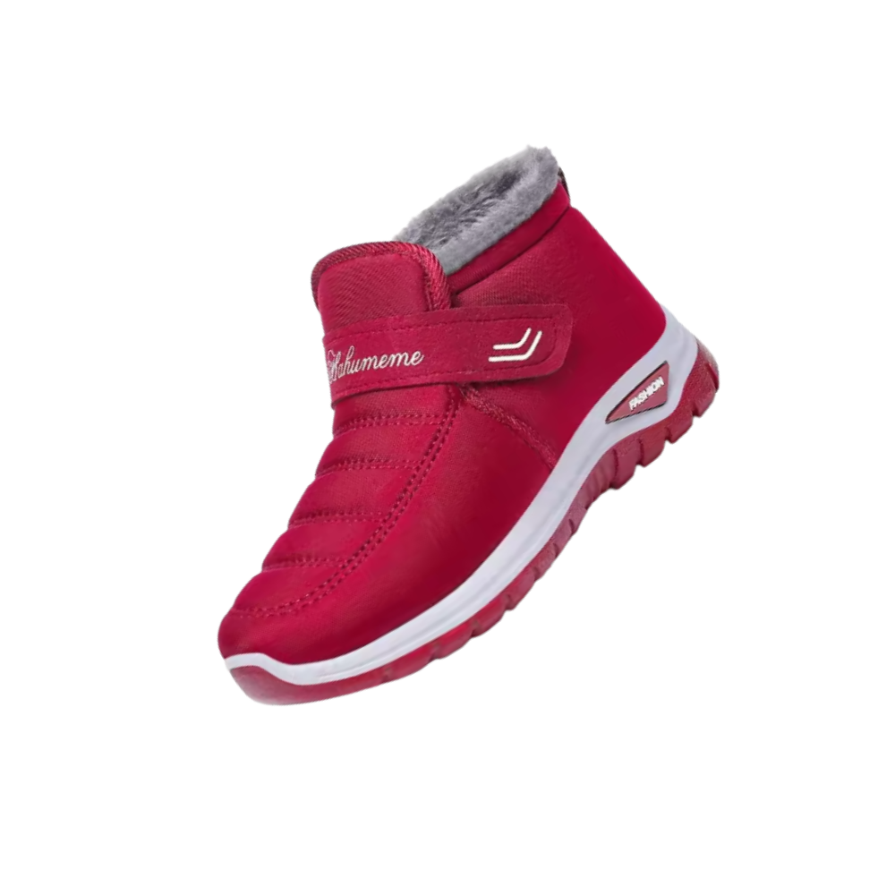 Bottines d'hiver rembourrées à isolation thermique -Rouge Femme - Ozerty