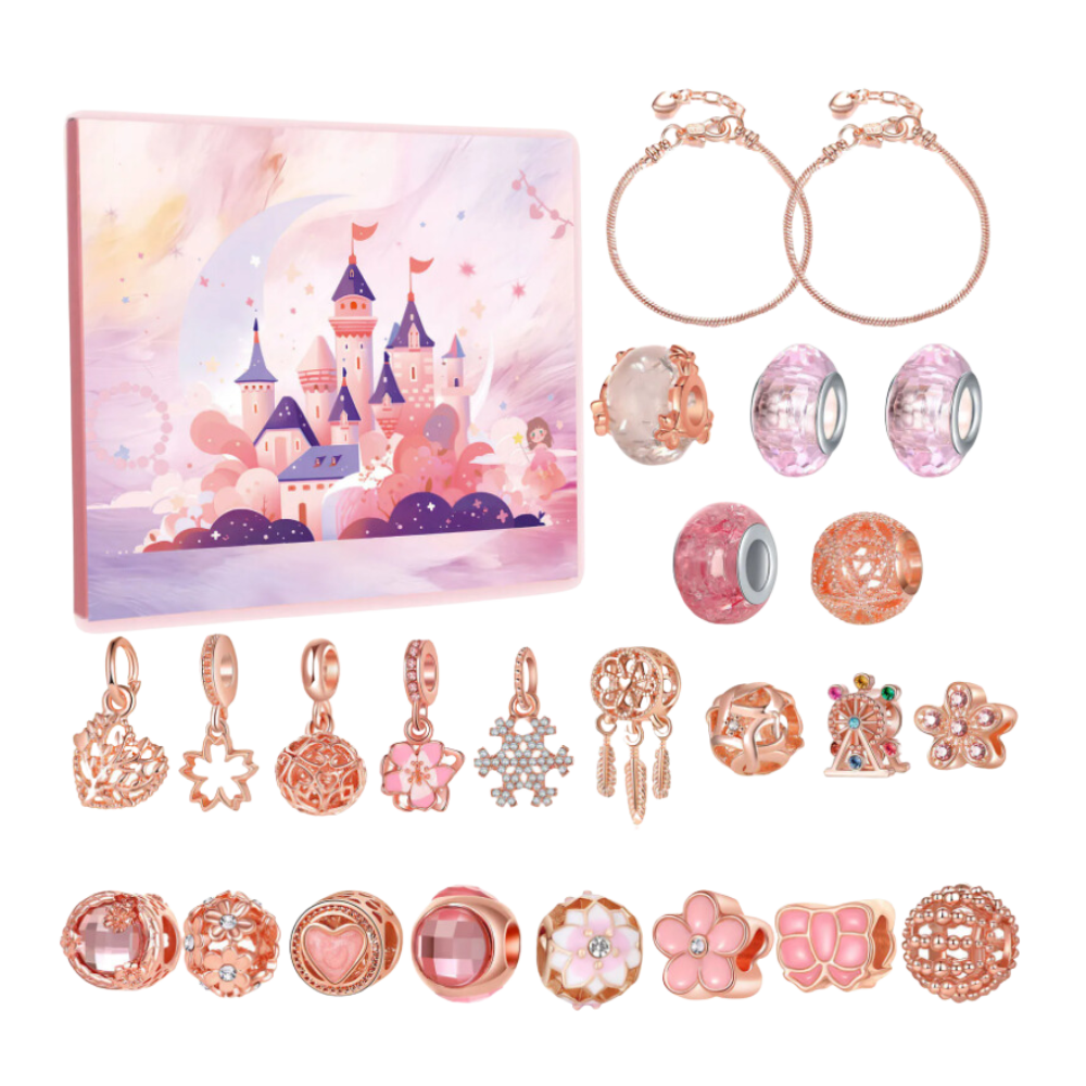 Calendrier de l'Avent Bijoux à faire soi-même de 24 jours -Château rose - Ozerty