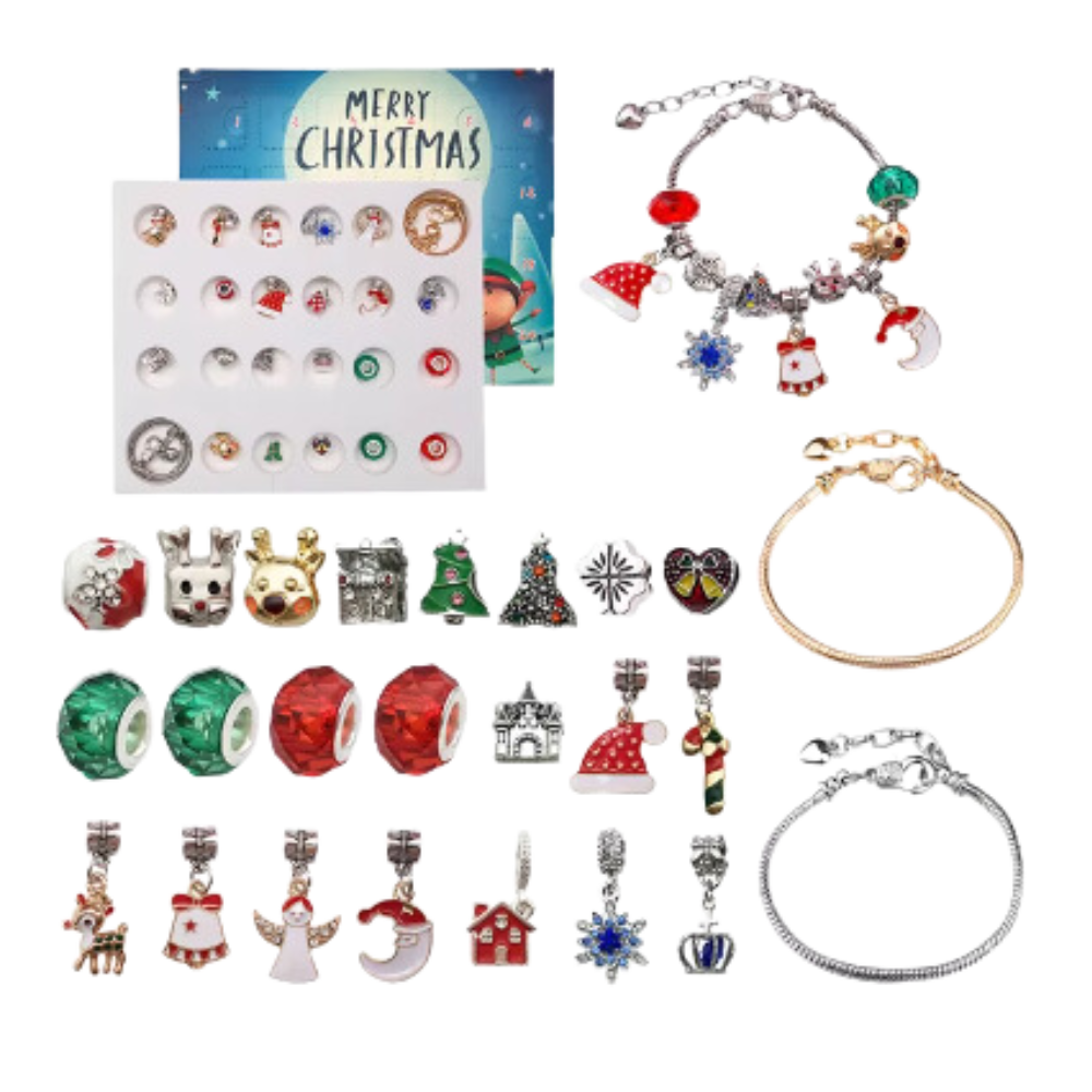 Calendrier de l'Avent Bijoux à faire soi-même de 24 jours -Rouge - Ozerty
