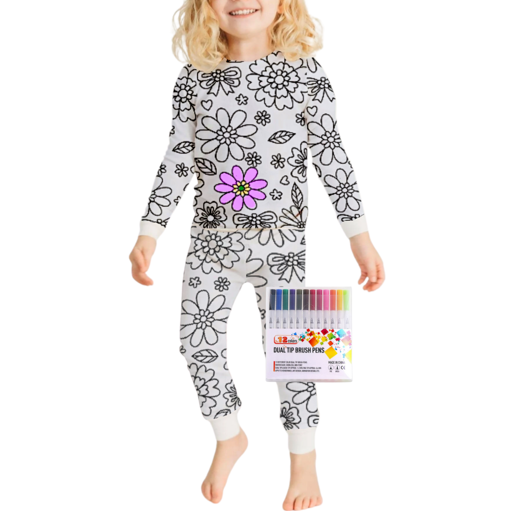 Pyjama à colorier -Fleurs - Ozerty