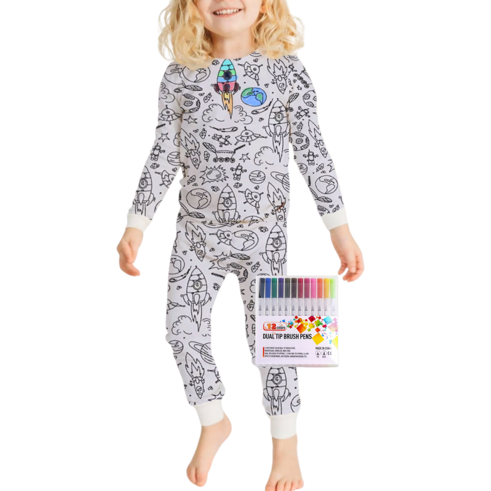 Pyjama à colorier -Mission dans l'espace - Ozerty