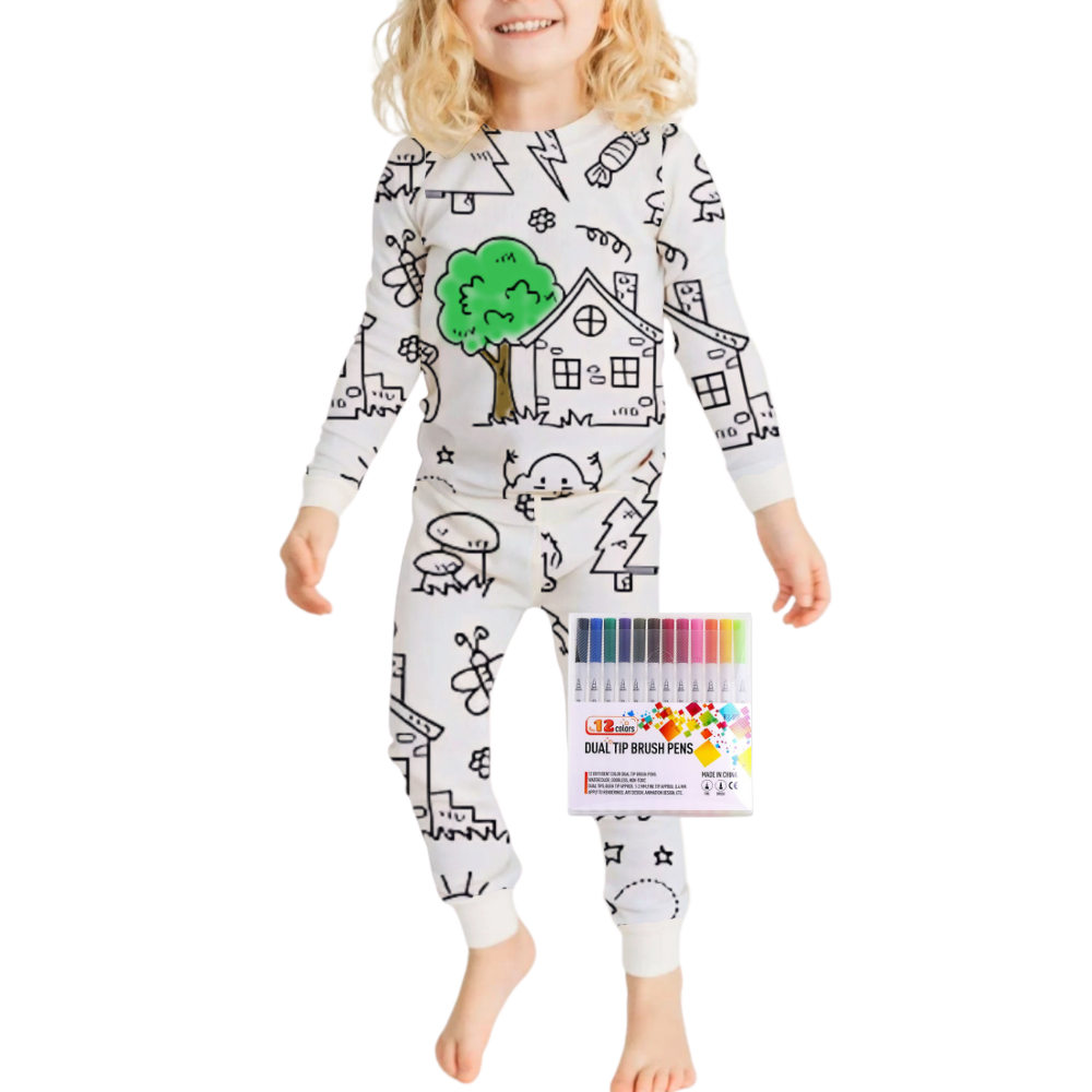 Pyjama à colorier -Ma maison - Ozerty