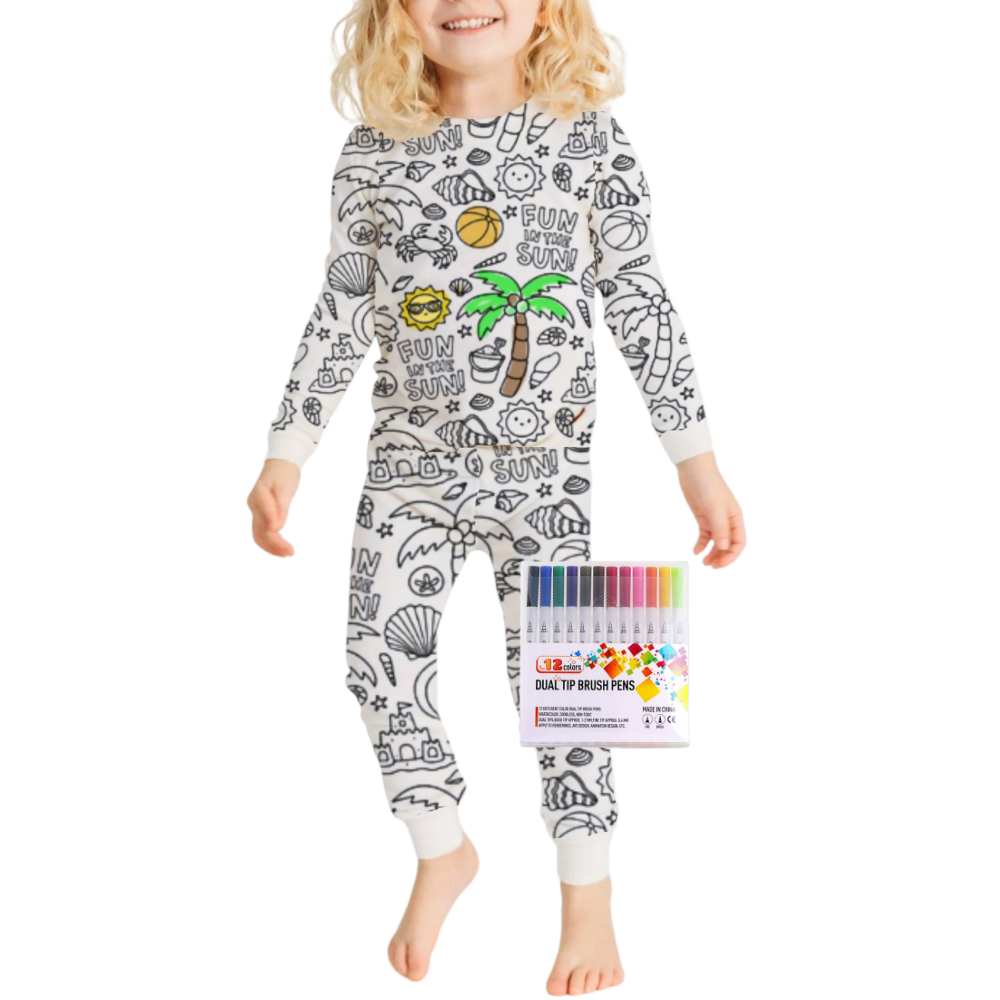 Pyjama à colorier -Mer et soleil - Ozerty