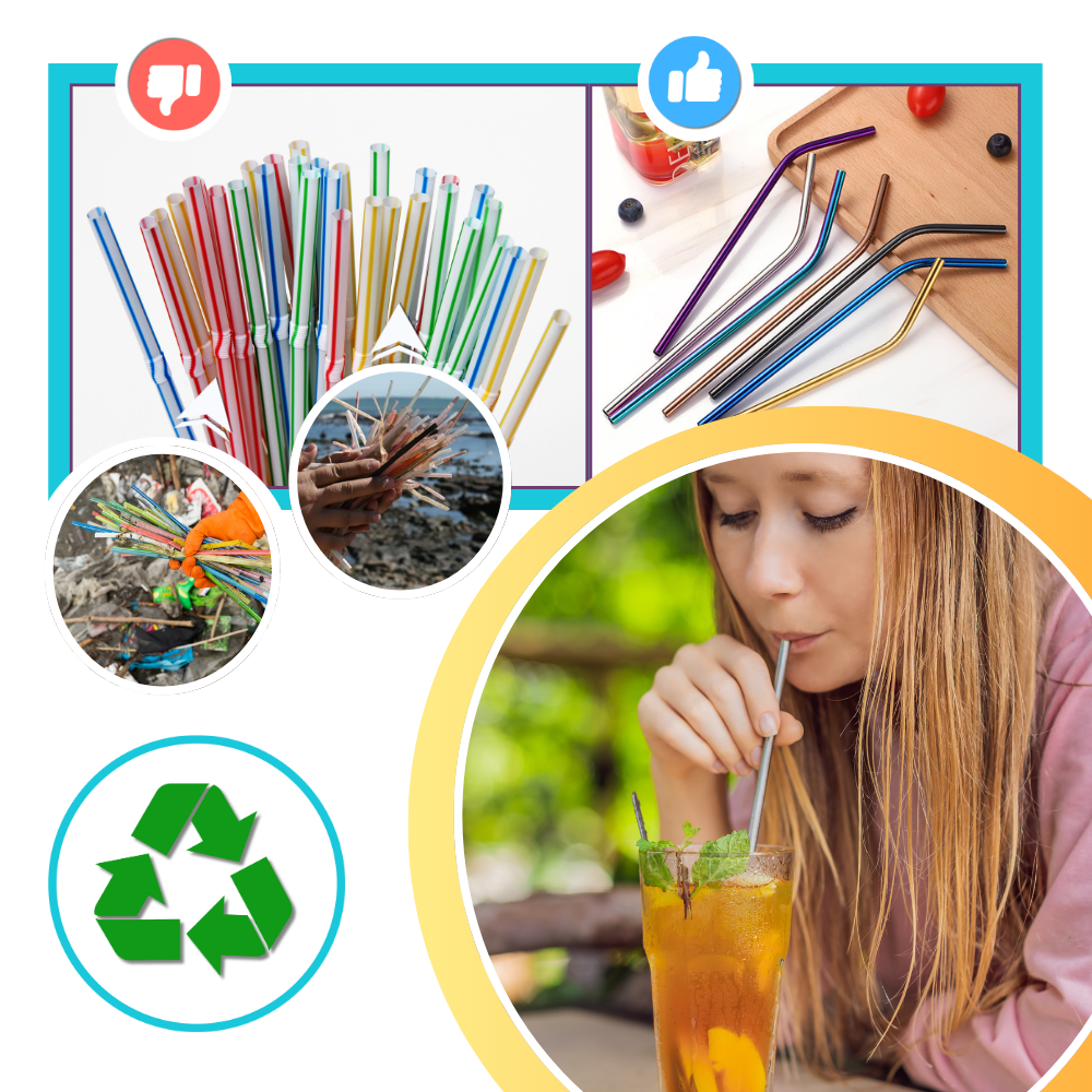 Paille réutilisable en acier inoxydable - Ozerty