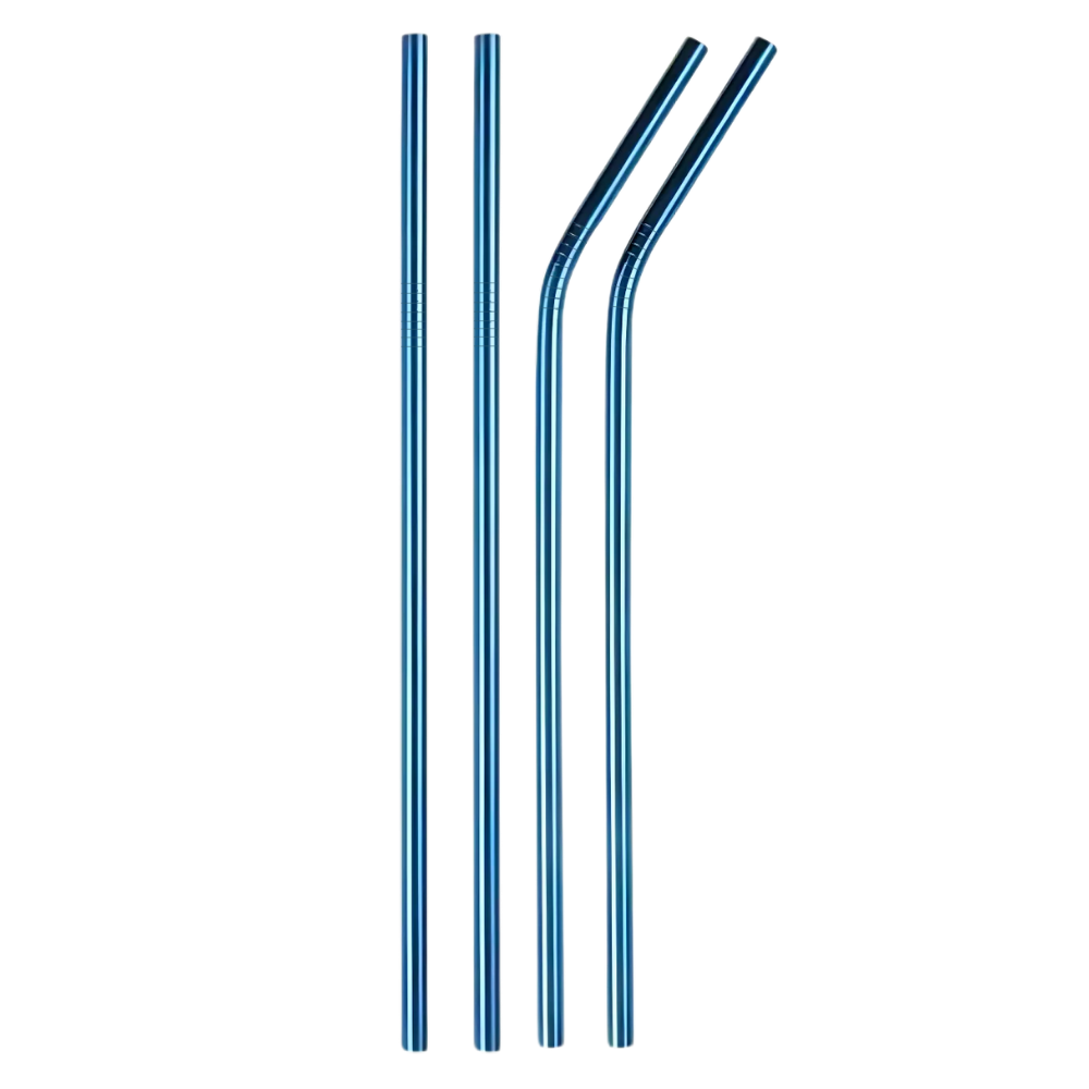 Paille réutilisable en acier inoxydable -Bleu - Ozerty