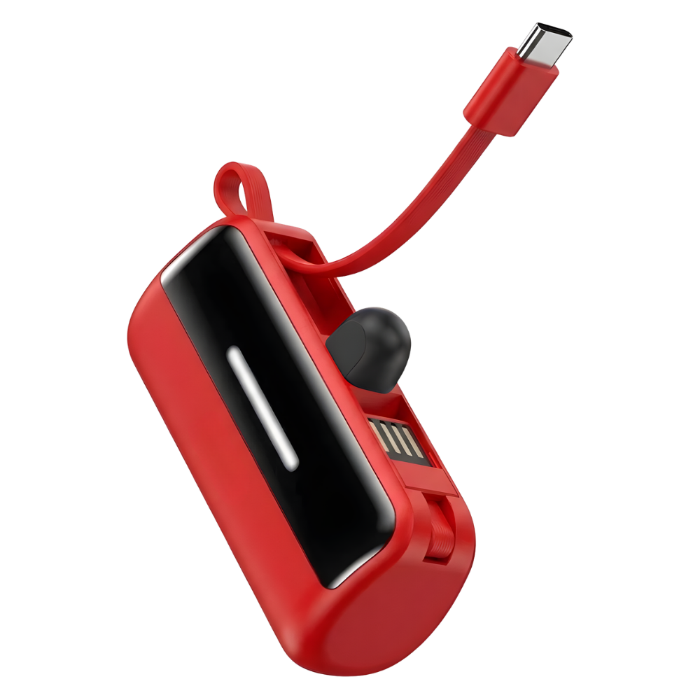 Batterie de secours externe compacte avec support intégré -Rouge - Ozerty