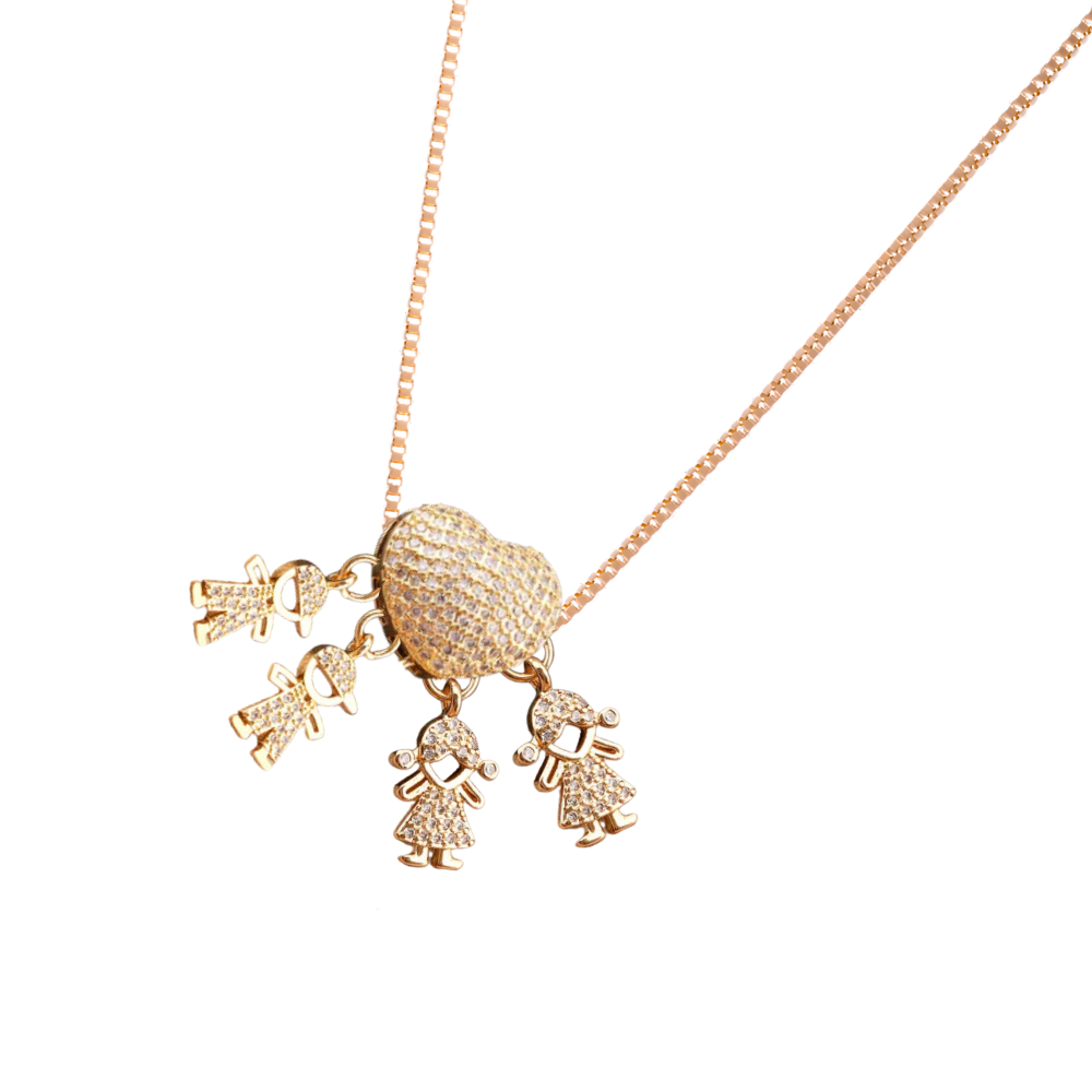 Collier élégant à breloques pour maman
-2 garçons 2 filles - Ozerty