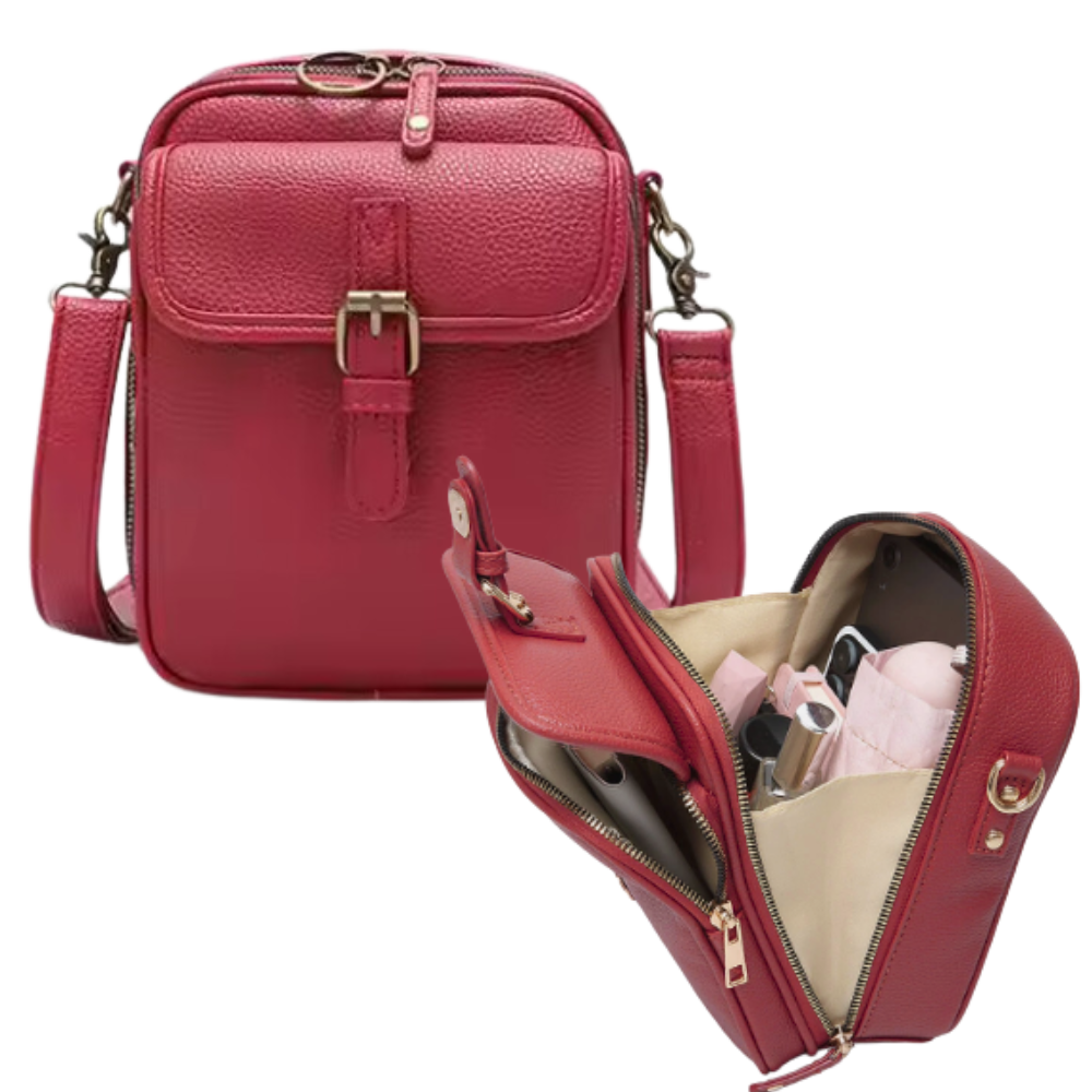 Sac à Bandoulière Vintage Multifonctions -Rouge - Ozerty