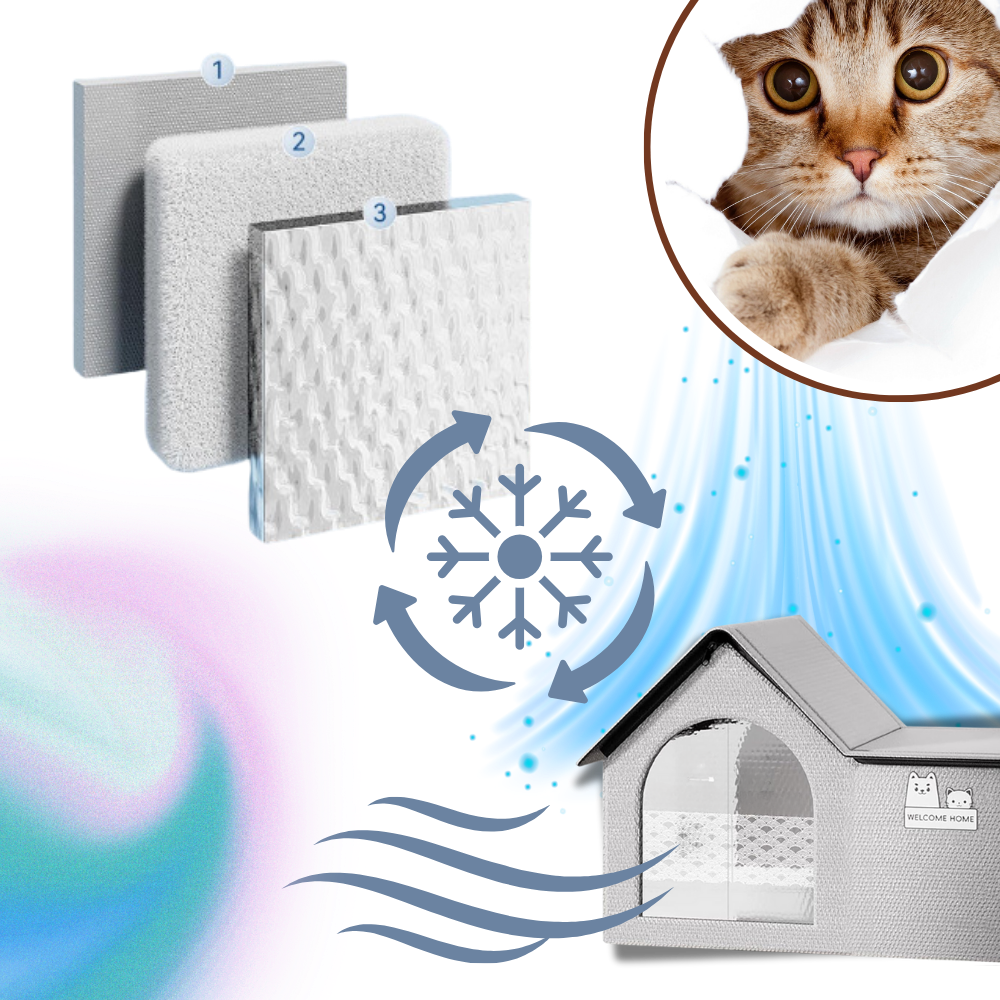 Maison pour chats à isolation thermique réfléchissante
- Ozerty