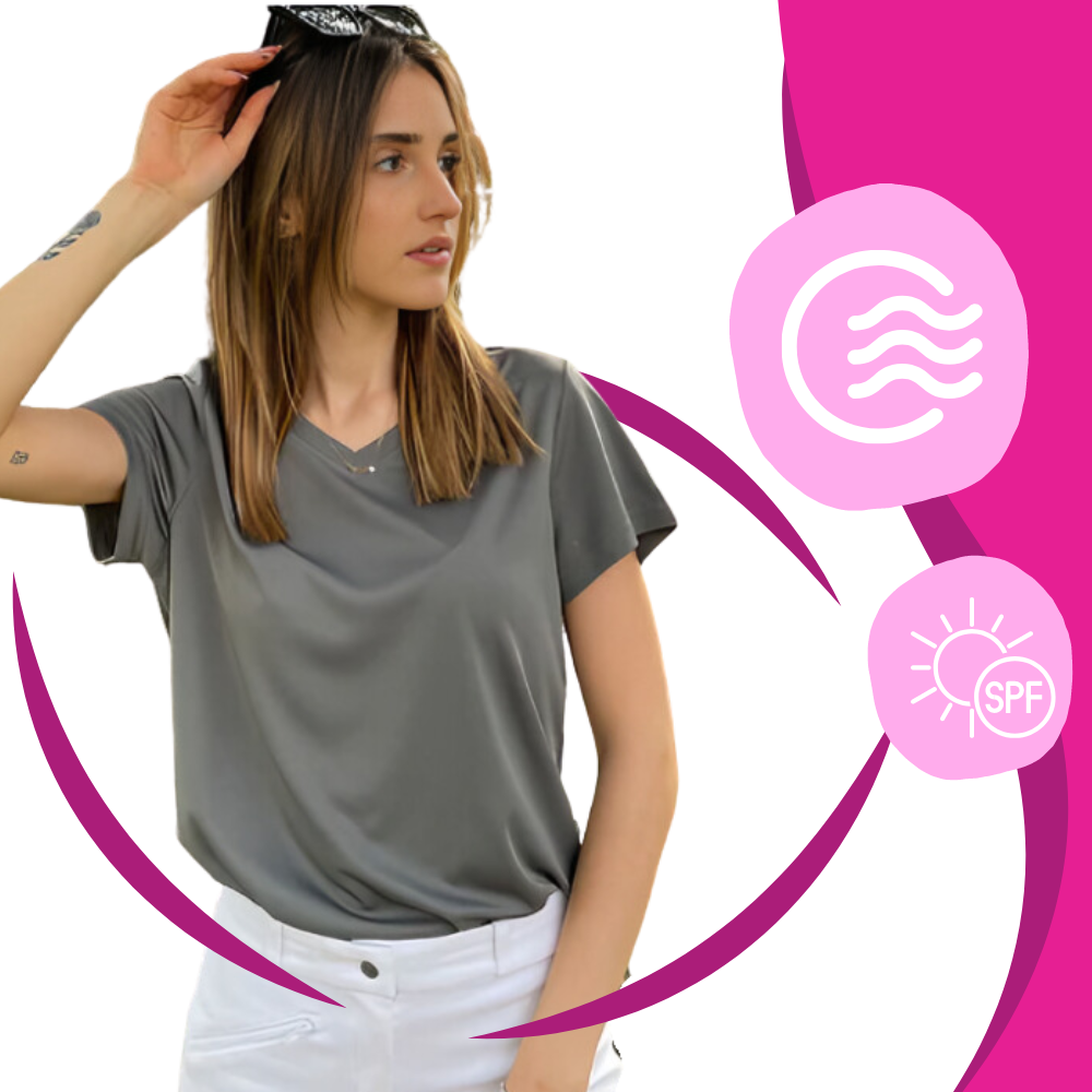 T-shirt rafraîchissant col en V pour femme
- Ozerty