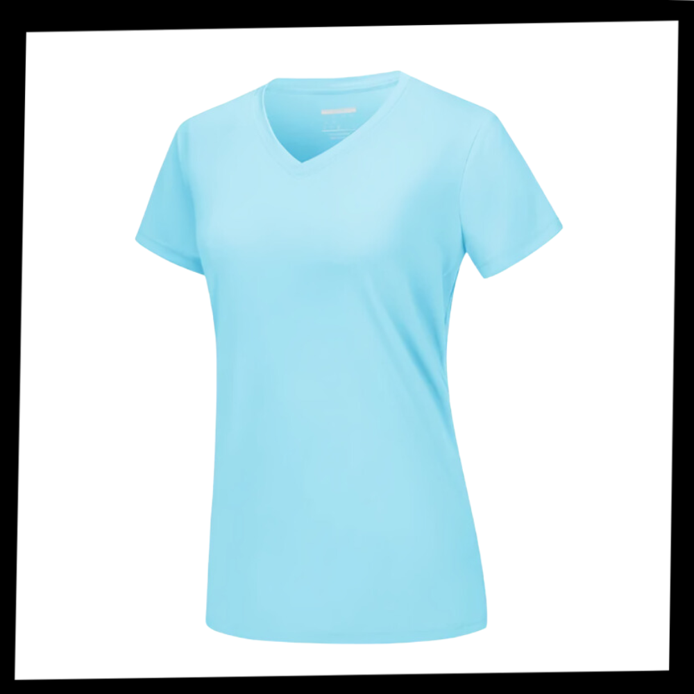 T-shirt rafraîchissant col en V pour femme
- Ozerty