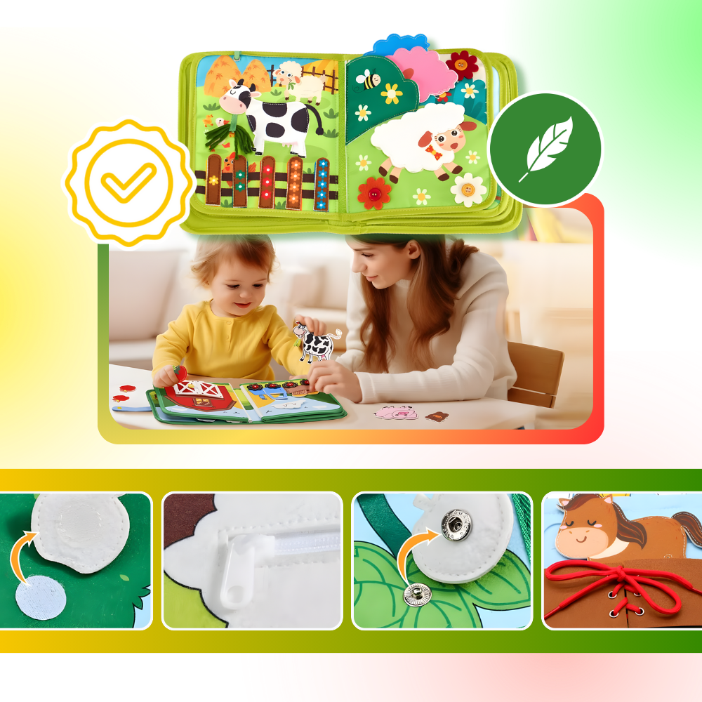 Livre interactif à velcro pour enfants sur le thème de la ferme - Ozerty