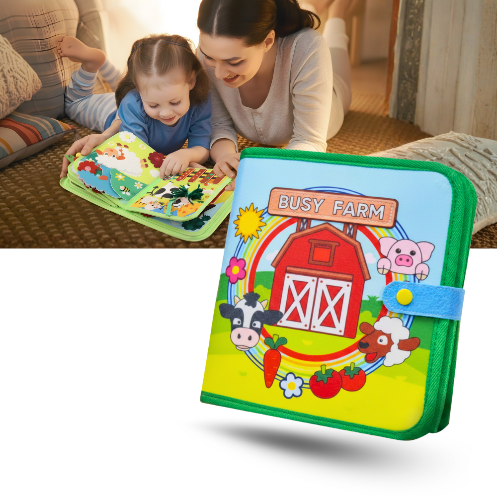 Livre interactif à velcro pour enfants sur le thème de la ferme - Ozerty