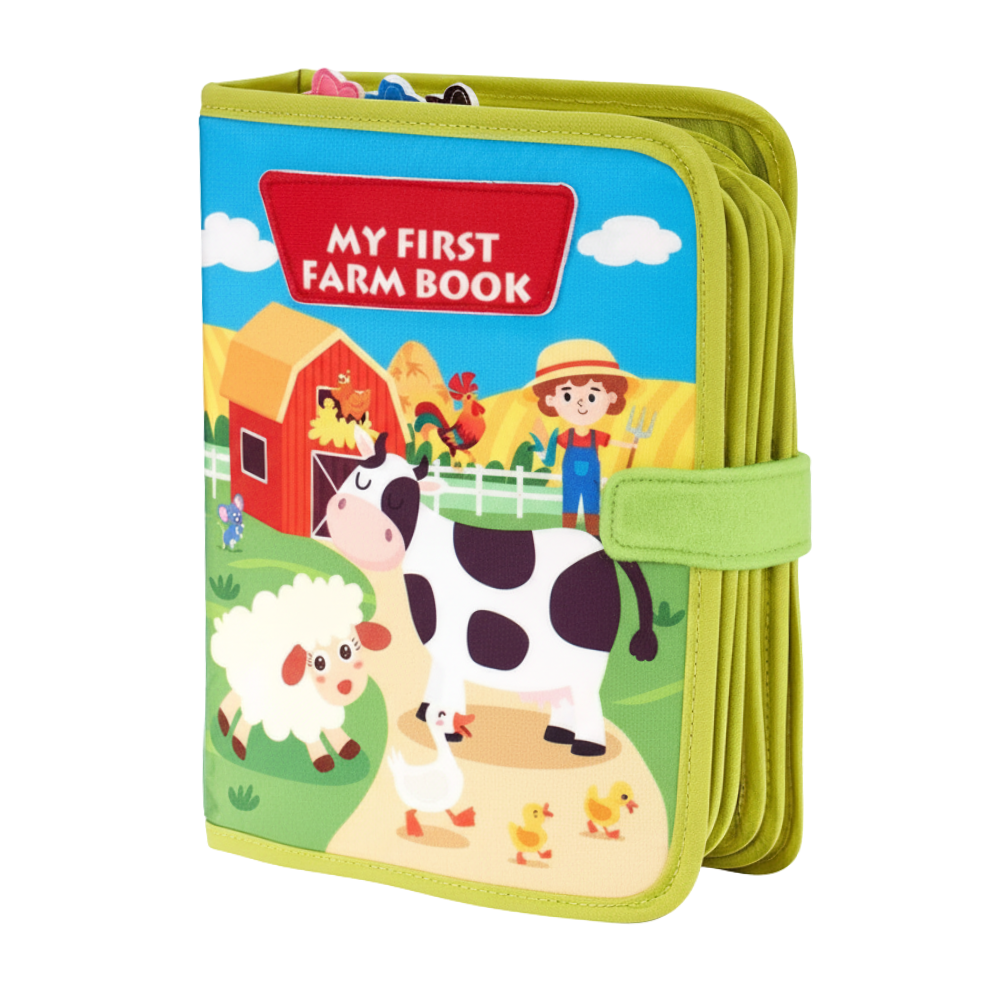 Livre interactif à velcro pour enfants sur le thème de la ferme -Jaune - Ozerty