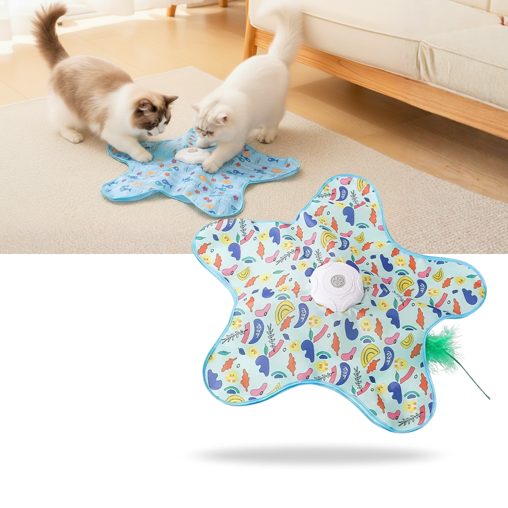 Jouet tapis interactif à plumes pour chatons en phase de dentition - Ozerty