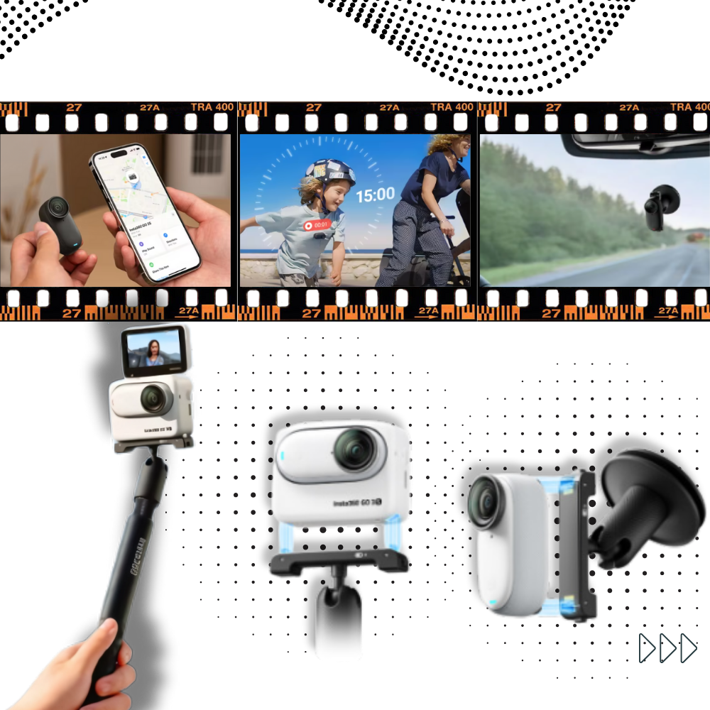 Caméra Insta 360 mains libres à montage magnétique - Ozerty