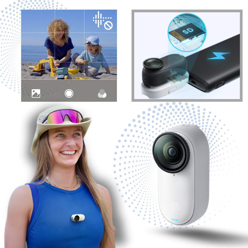 Caméra Insta 360 mains libres à montage magnétique - Ozerty