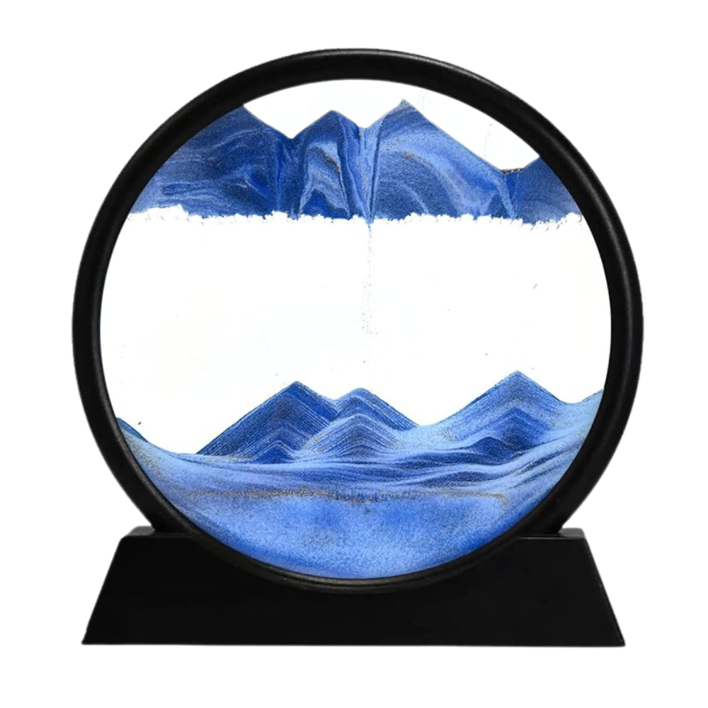 Image d'art de sable en mouvement dynamique -Bleu avec cadre noir/25 x 26cm / 12 poucesBleu avec cadre noir/18 x 19cm / 7 pouces - Ozerty