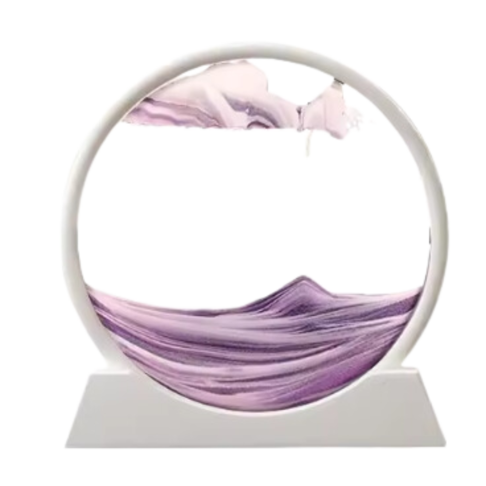 Image d'art de sable en mouvement dynamique -Violet avec cadre blanc/18 x 19cm / 7 poucesViolet avec cadre blanc/25 x 26cm / 12 pouces - Ozerty