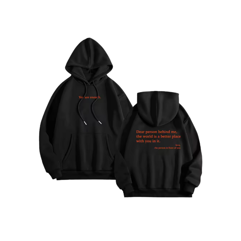 Sweat à capuche oversize pour femmes avec message motivant -Noir - Ozerty