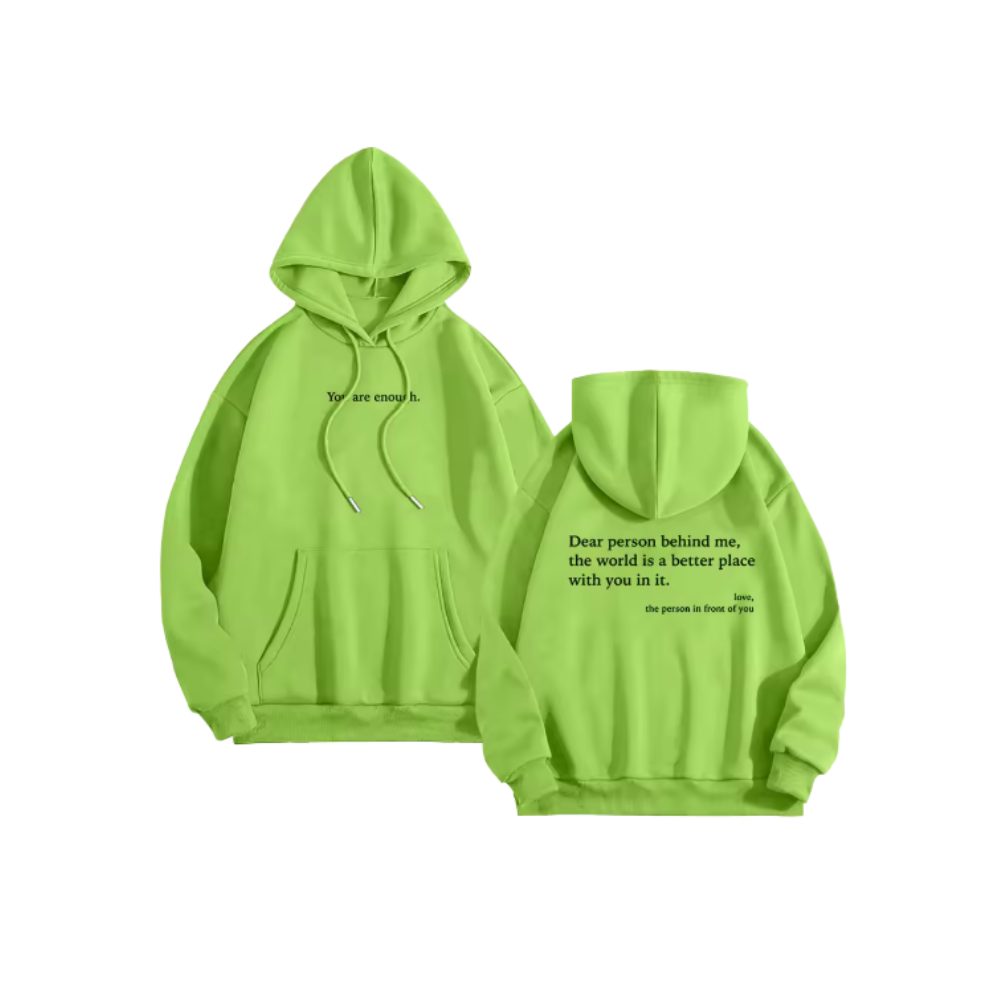 Sweat à capuche oversize pour femmes avec message motivant -Vert - Ozerty