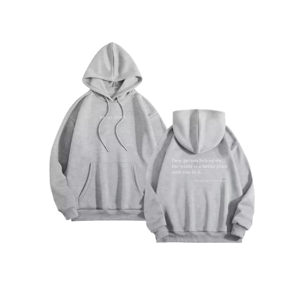 Sweat à capuche oversize pour femmes avec message motivant -Gris clair - Ozerty