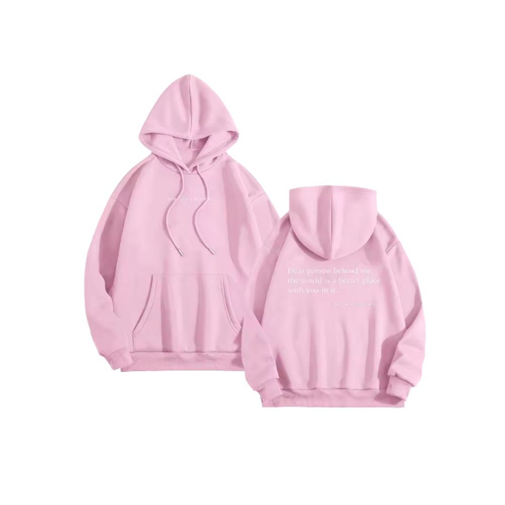 Sweat à capuche oversize pour femmes avec message motivant -Rose - Ozerty