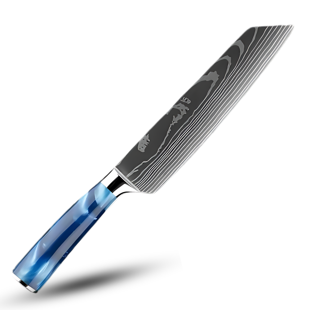 Couteaux japonais bleu océan
-Couteau Kiritsuke - Couteau de chef 19 cm - Ozerty