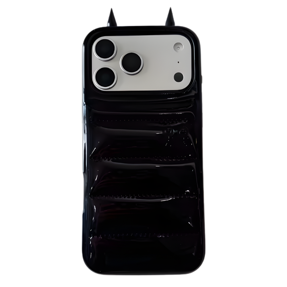Coque téléphone matelassée à cornes Puffer Horn -Noir - Ozerty