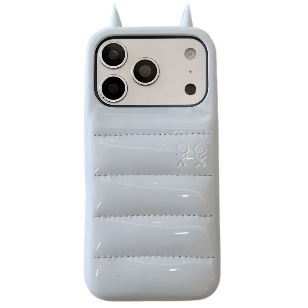 Coque téléphone matelassée à cornes Puffer Horn -Bleu - Ozerty
