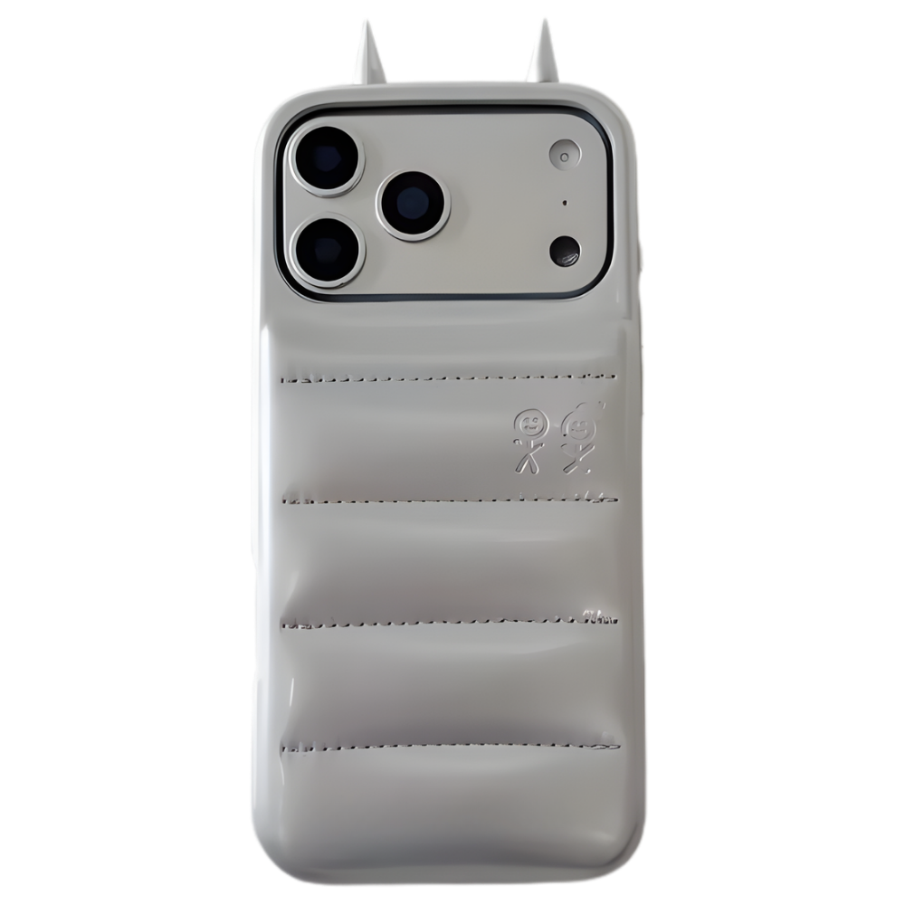 Coque téléphone matelassée à cornes Puffer Horn -Gris - Ozerty