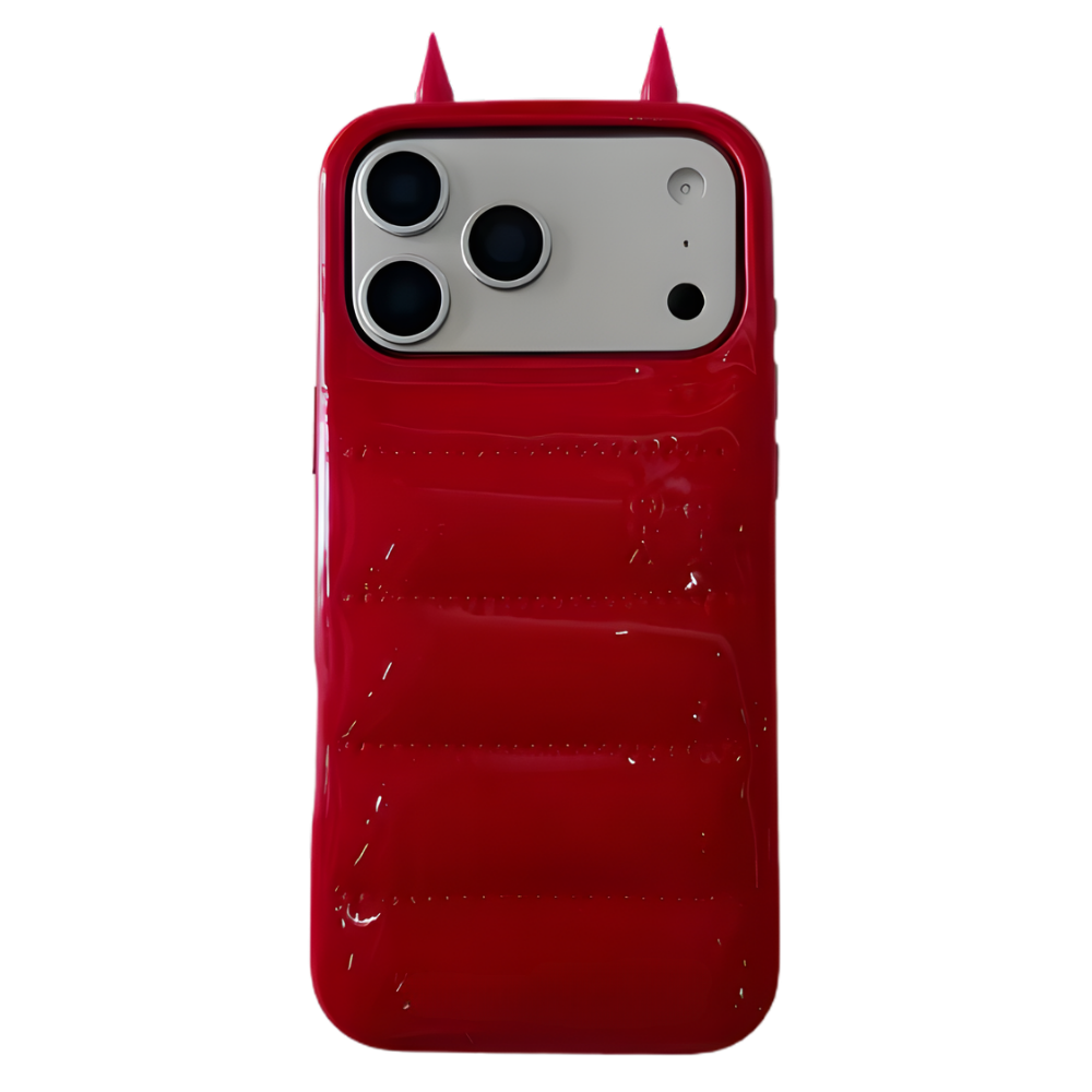 Coque téléphone matelassée à cornes Puffer Horn -Rouge - Ozerty