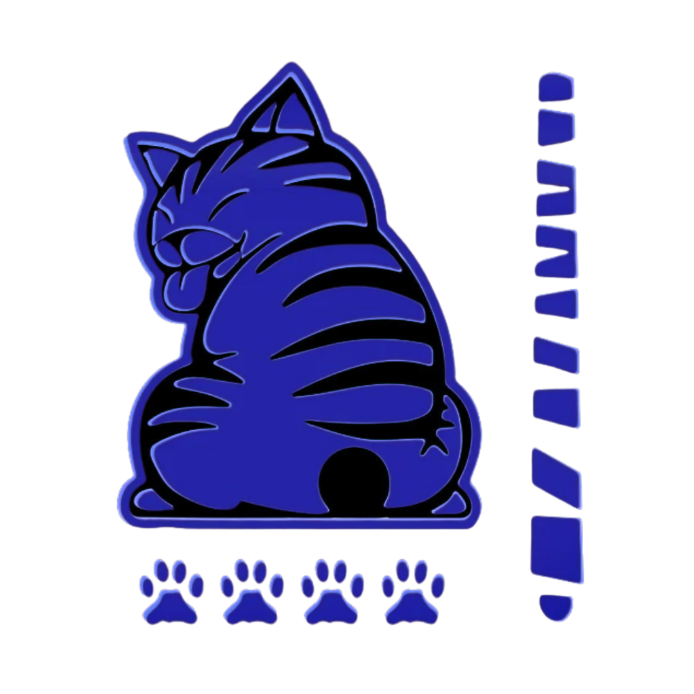 Autocollant pour essuie-glace chat espiègle -Bleu foncé - Ozerty