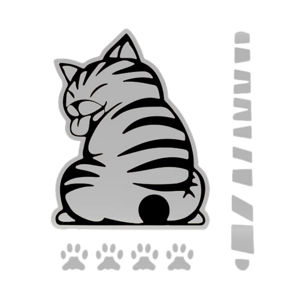 Autocollant pour essuie-glace chat espiègle -Gris - Ozerty