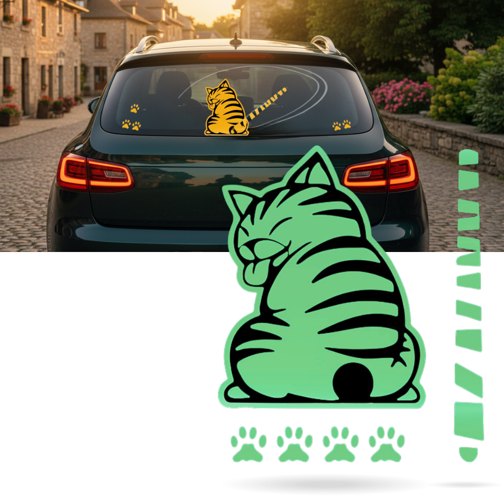 Autocollant pour essuie-glace chat espiègle - Ozerty