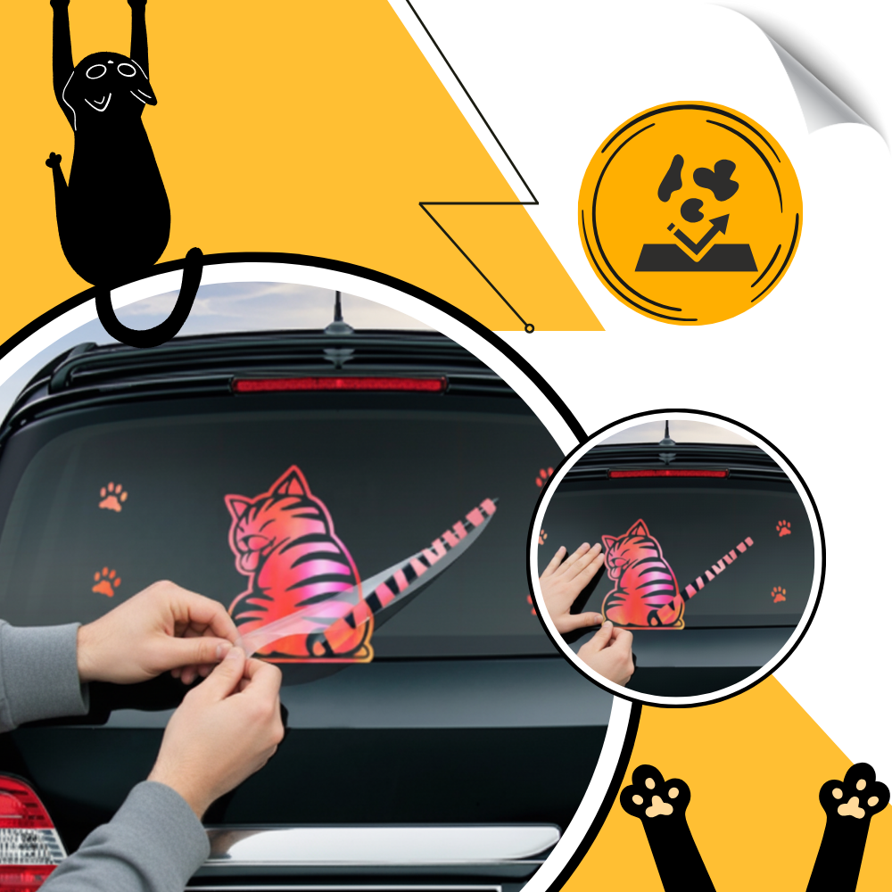 Autocollant pour essuie-glace chat espiègle - Ozerty