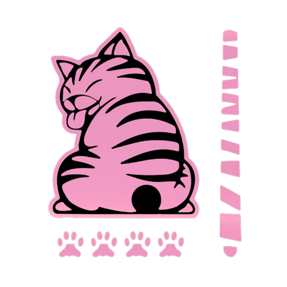 Autocollant pour essuie-glace chat espiègle -Rose - Ozerty